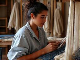 Artesano tejiendo telar tradicional